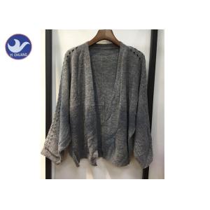 Buy cheap Lightweight Lady Pointell Bat Sleeves Cardigan / Womens Knit Sweater Gray Color from wholesalers