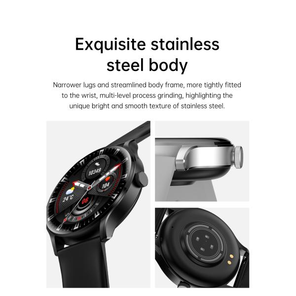 Smart Watch HD Display Stainless Steel Body BT Call Voice Assistant Round Smartwatch For Men Women