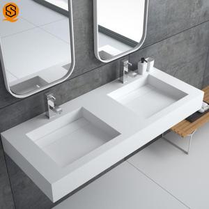 Buy cheap Lavabo White Wall Mounted Hand Wash Basin Artificial Stone Material from wholesalers
