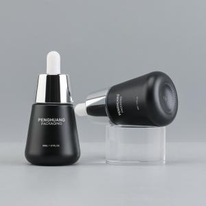 Buy cheap Frosted Black Glass Oil Serum Dropper Bottles Logo Customized 30ml from wholesalers