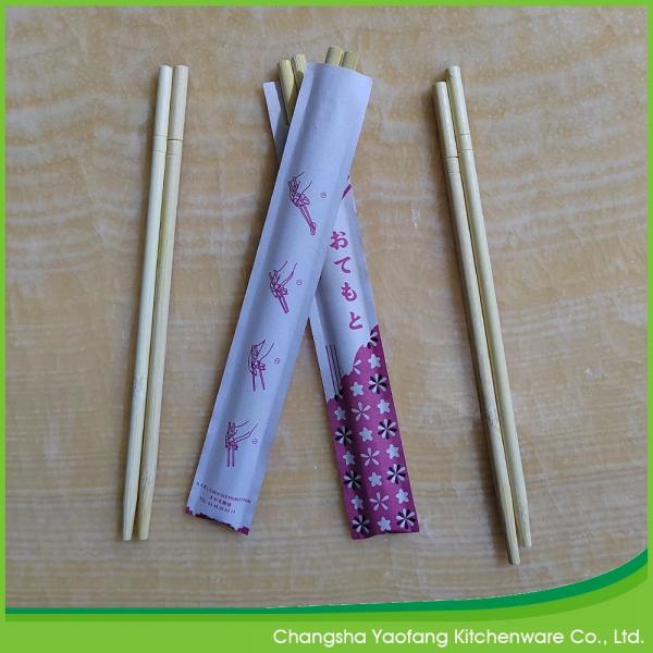 Quality Chinese Style Round Bamboo Chopsticks Disposable With Paper Sleeve for sale