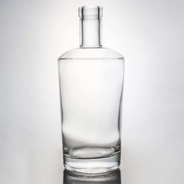 Collar Material Glass 750ml Round Shaped Clear Flint Bottle for Customized Gin