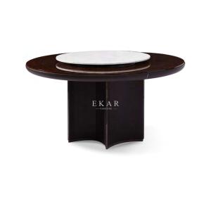 Buy cheap Black Contemporary Round Dining Table With Marble Turntable W006D1R product