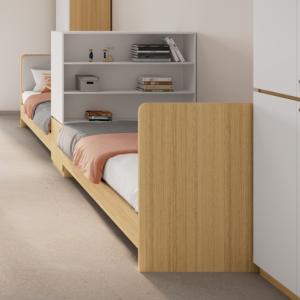 Buy cheap Support customization Practical And Secluded Apartment Bed With Comfortable Leather Backrest And Shelf Dividers from wholesalers