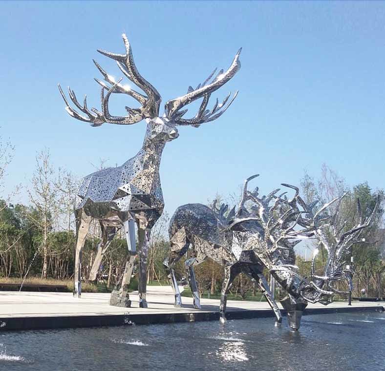 Buy cheap Contemporary Metal Animal Sculptures Garden Deer Statues For Public Decoration from wholesalers