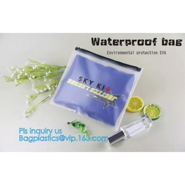 Quality Eco-friendly Clear Travel EVA Cosmetic Bag with Slider Zipper Closure, matte slider printing customized frosted pvc bag for sale