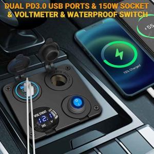 Buy cheap Waterproof Dual PD QC3.0 90W Car Phone Charger Voltage Switch from wholesalers
