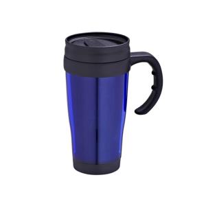 Buy cheap 14oz travel mug with handle blue mug screwing lid slip to open FDA/LFGB/CA65/CE/E product