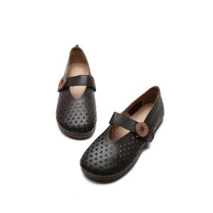 S315 Hole Shoes Cool And Breathable Sandals Female One-Word Button Velcro Shoes