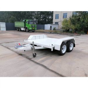 White Tandem Axle Flatbed Trailer 680kg Tandem Flatbed Trailers