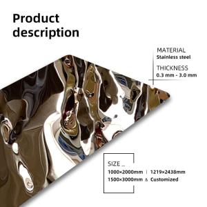 Mirror Silver Water Ripple Stainless Steel Sheet Big Pattern White Elevator