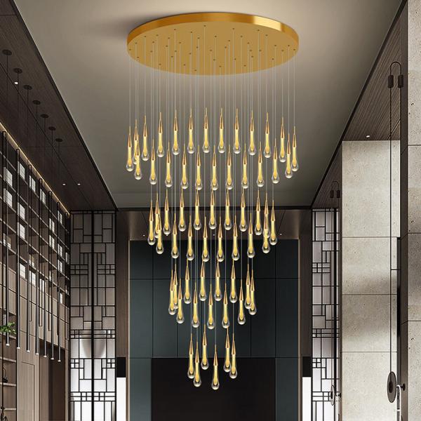 Buy cheap Long modern crystal chandelier for staircase luxury home decor nordic led pendant light(WH-NC-70) from wholesalers