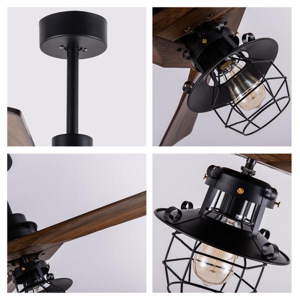 Remote Control 52 Inch DC Motor Decorative 3 Wooden Blades With Light