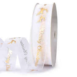 Buy cheap High quality Christmas star printing for gift packing Transparent organza printed ribbon from wholesalers