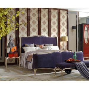 Buy cheap New Classic design of Luxury house furniture Fabric Queen size Bed by Golden painting Headboard with Special tables from wholesalers
