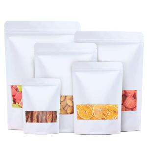 Biodegradable Eco Friendly Food Stand Up Pouch White Brown Kraft Paper Zipper