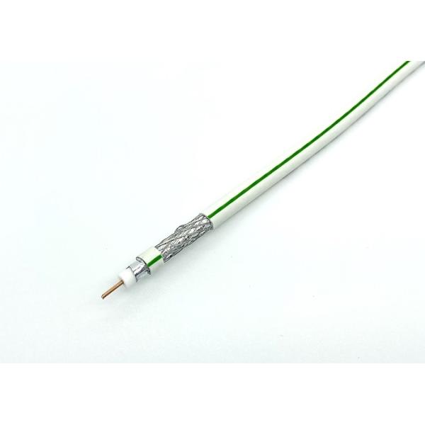 Quality SAT703B 1.13mm CU  75 Ohm Coaxial Cable Green Strips Line For Satellite SATV for sale