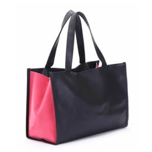 China Custom Black PU Leather Tote Bag With Thermal Transfer Logo ODM on sale