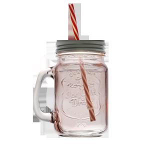 Custom Design Logo embossed colored juice drink glass mason jar with handle and