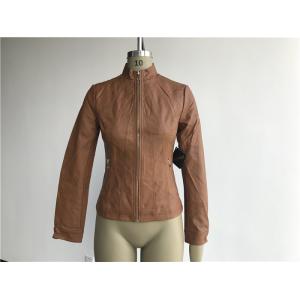 Buy cheap Camel Ladies Pleather Jacket With Soft Gold Zip Through And Funnel Collar TW74291 from wholesalers