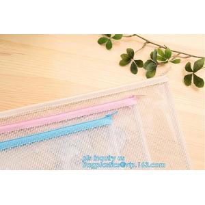 mesh document bag with zipper/pvc mesh file folder, Waterproof Zip Lock Bag Mesh