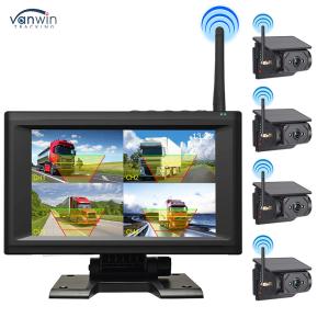 Buy cheap 7 Inch Wireless IPS Screen Car Monitor Kit with 4 Solar Cameras Support IR Night Vision and Easy Install from wholesalers