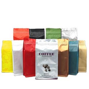 Recyclable Flat Bottom Zipper Coffee Bag Tea Nuts Packaging Pouches With Valve