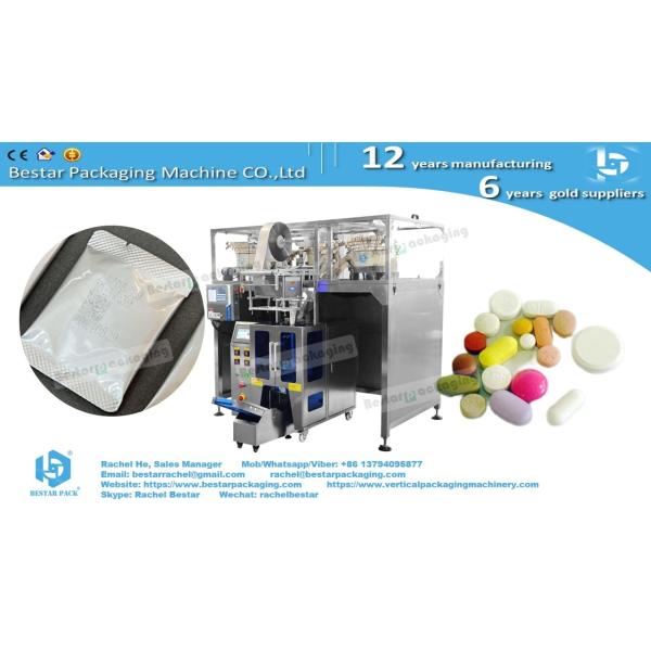 Quality Pills tablets automatic counting packaging machine making round corner bags with V shape easy tear for sale