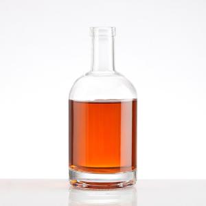 500ml 750ml Clear Round Glass Bottle for Whisky Rum Tequila Vodka Liquor at