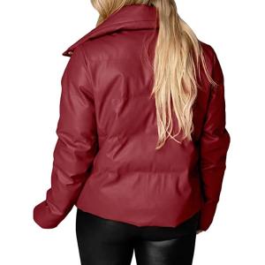 Buy cheap Zip Up Faux Leather Puffer Winter Down Jackets Zipper Closure from wholesalers