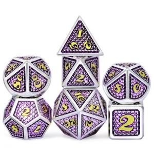 Dragon Scale Solid Metal Dice Set Multi Color DND RPG Bright Colors