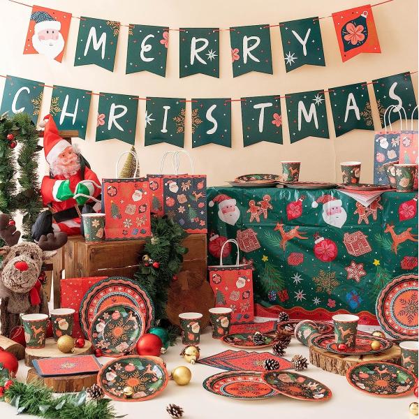 Christmas Tablecloth Plastic Jumbo Disposable Table Cover with Colorful Design