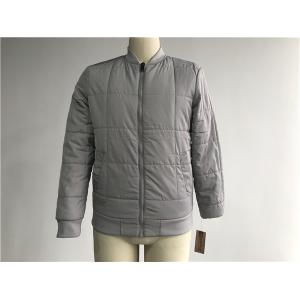 Buy cheap Grey Quilted Mens Polyester Bomber Jacket With Rib Detail Plastic Zip Through Tw77570 from wholesalers
