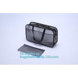 multi-purpose washable portable breathable 3 pcs polyester mesh travel cosmetic