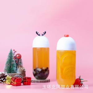 Buy cheap Clear Reusable Plastic Handle Milk Tea Bottles With Lid from wholesalers