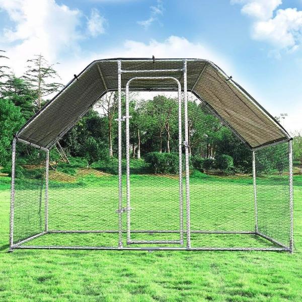 9x6ft Metal Chicken Coop Run For Farm Poultry