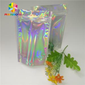 Buy cheap Custom Plastic Mylar Resealable Stand Up Pouches Holographic Cosmetics Packaging from wholesalers
