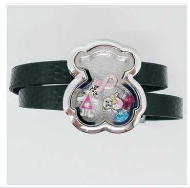 Factory Direct Leather Belt Glass Round Floating Charm Living Lockets Bracelet