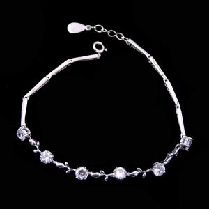 Buy cheap 925 Silver Lucky Charm Bracelet Cubic With Three Leaf And Four Leaf Clover from wholesalers