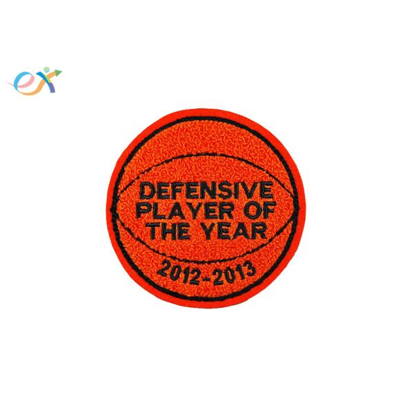 Quality Orange Background Custom Chenille Patches Singles Felt Fabric With Sew On Backing for sale