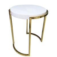Buy cheap Round white Stone top polished gold finish metal frame coffee table/side table product