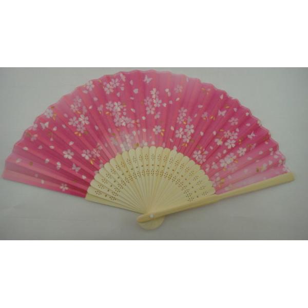 plain color silk or custom design silk hand fan with natural bamboo frame