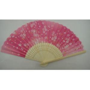 Buy cheap plain color silk or custom design silk hand fan with natural bamboo frame from wholesalers