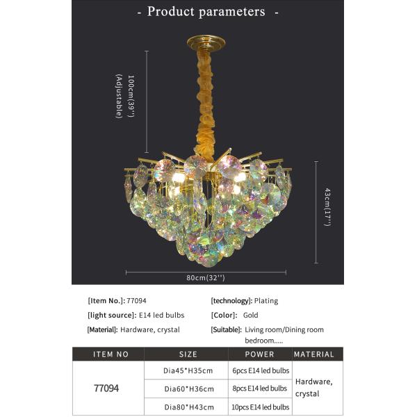 Creative Colorful Crystal Chandelier For Living Dining Room Led Home k9 crystal chandelier(WH-CY-223)