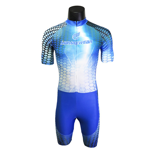 Buy cheap Blue Sublimation Inline Skate Wear , Lycra Inline Speed Skating Skinsuit from wholesalers