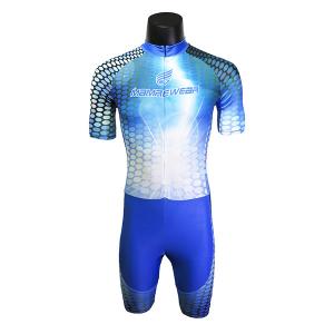Buy cheap Blue Sublimation Inline Skate Wear , Lycra Inline Speed Skating Skinsuit from wholesalers
