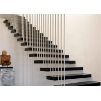Buy cheap Wood Treads Modern Floating Stairs , Floating Stairs With Glass Railing CE Approval product