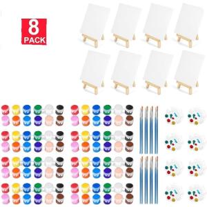 Buy cheap Custom Size Canvas And Paint Set With 16 Paint Brushes 8 Canva 8 Wood Easel 8 Plate from wholesalers