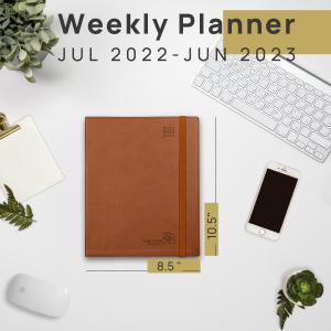 Softcover Weekly Academic Planner 2023 2023 Brown Vegan Leather