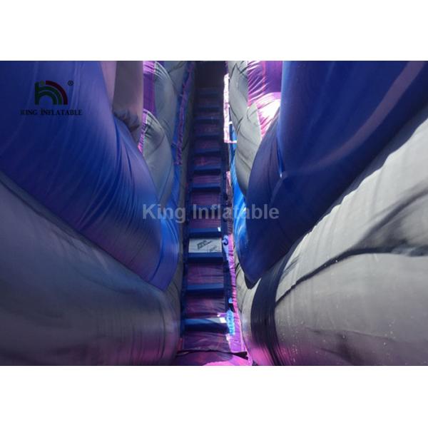 Dual Lane 0.6mm PVC Inflatable Water Slide With Pool 30ft Purple For Summer